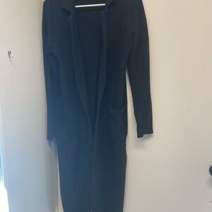 Long Black Open front Sweater